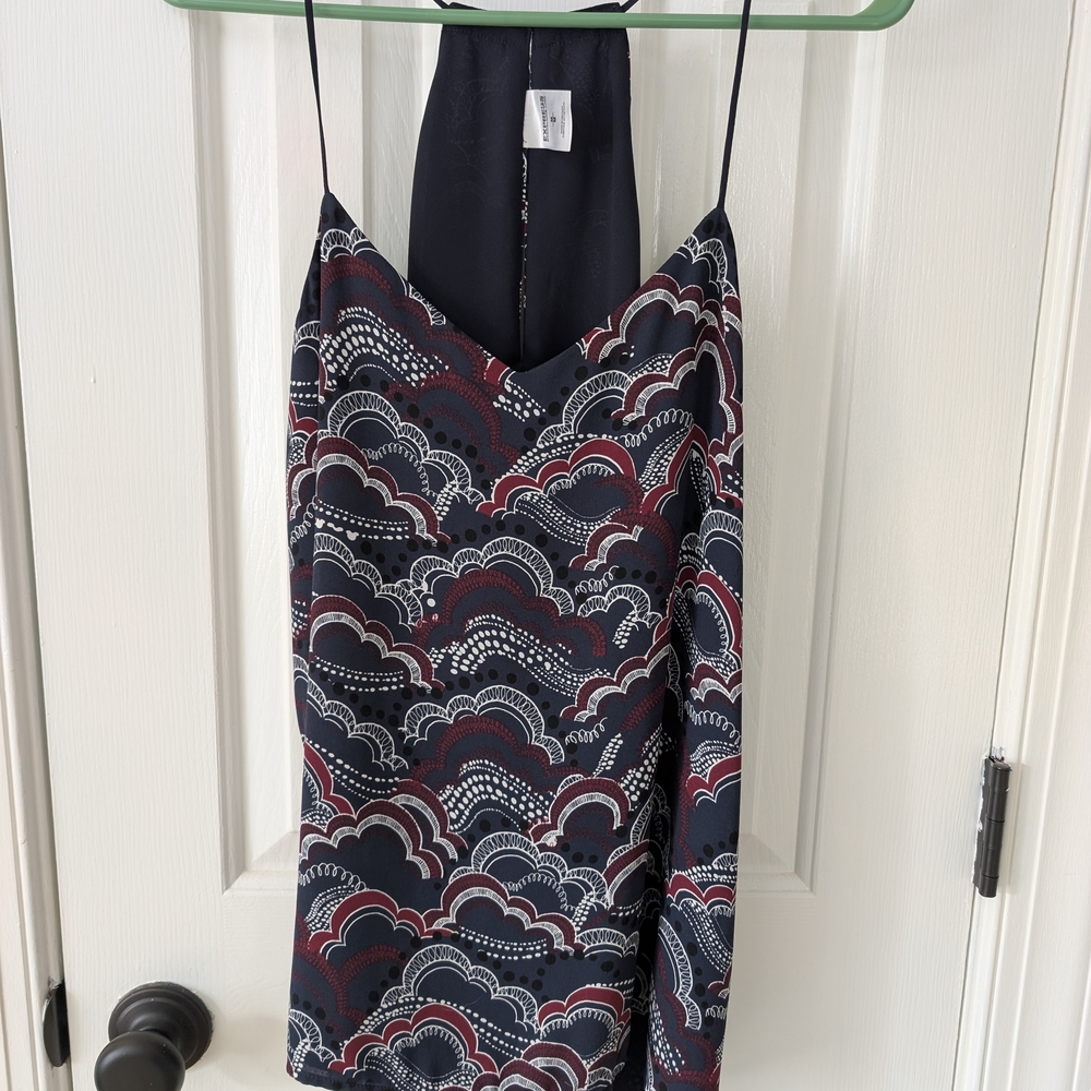 Express Navy and Red Patterned Tank Top